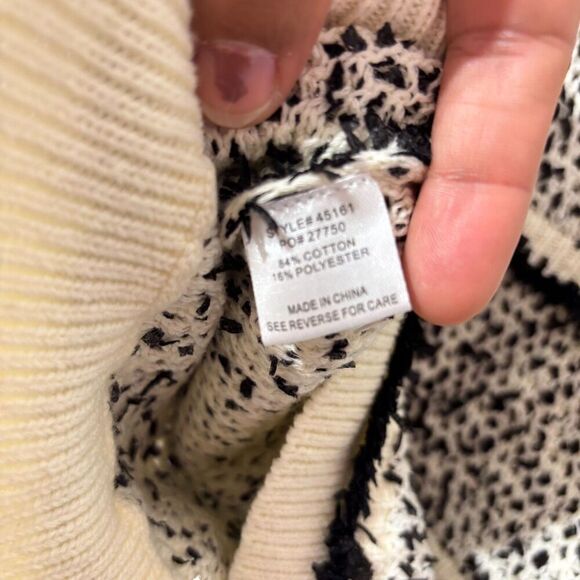 Skies Are Blue Womens Ivory Black Ruffle Frill Detail Ribbed Hem Sweater Size M - Picture 5 of 6